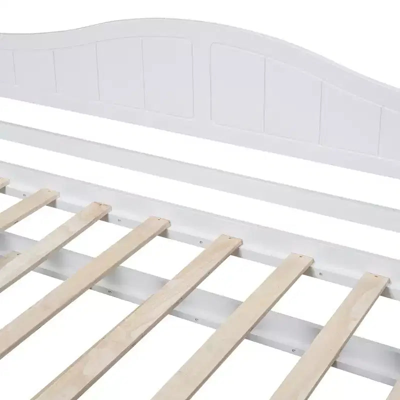 Twin Canopy Bed with Trundle, Wooden Daybed Frame with 4 Poster & Platform Bed, White
