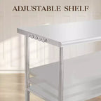 Stainless Steel Commercial Kitchen Worktable with Undershelf, Heavy-Duty Metal Prep Station