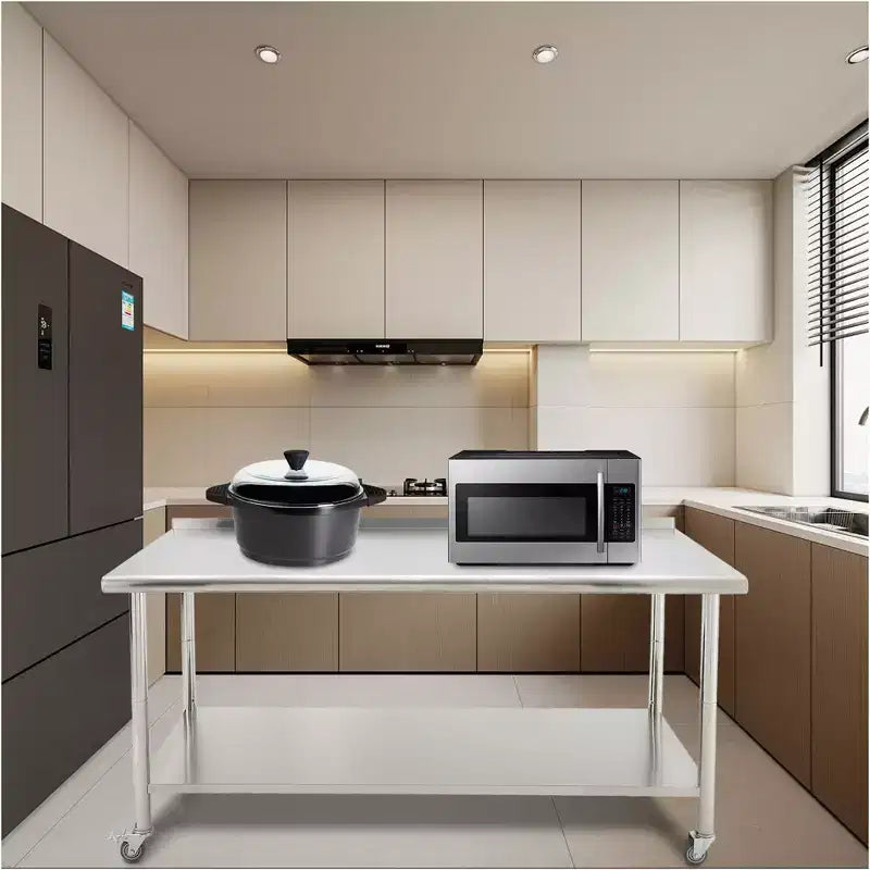 Stainless Steel Commercial Kitchen Worktable with Undershelf, Heavy-Duty Metal Prep Station