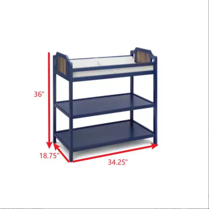 Baby Changing Table with 2 Storage Shelves, Non-Toxic Safe Nursery Furniture, Convertible Design
