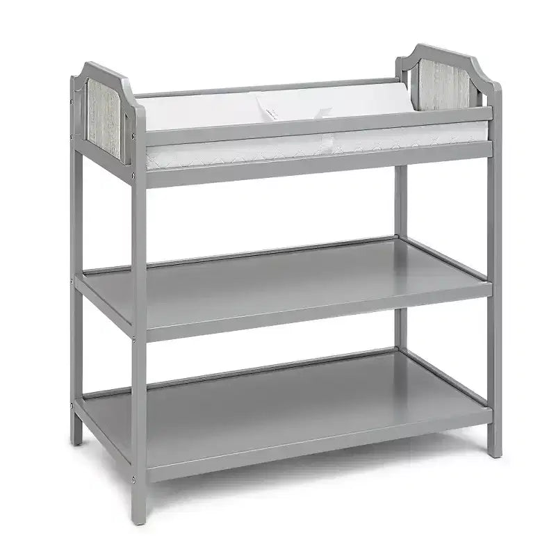 Baby Changing Table with 2 Storage Shelves, Non-Toxic Safe Nursery Furniture, Convertible Design