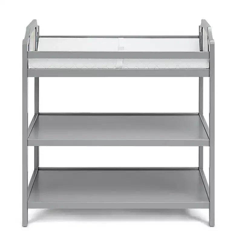 Baby Changing Table with 2 Storage Shelves, Non-Toxic Safe Nursery Furniture, Convertible Design