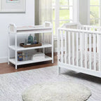 Baby Changing Table with 2 Storage Shelves, Non-Toxic Safe Nursery Furniture, Convertible Design