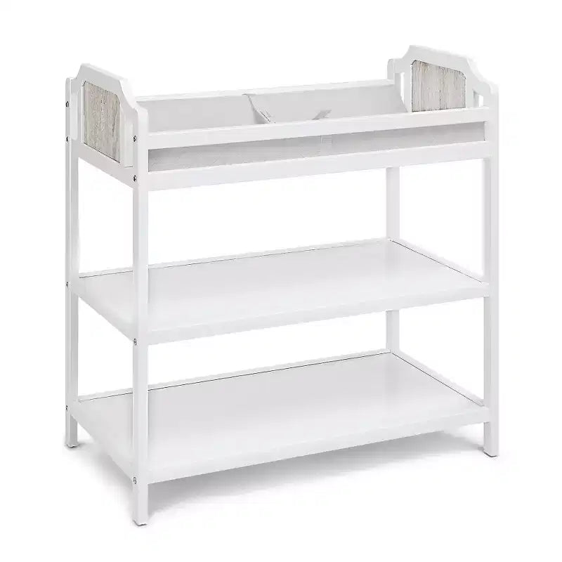 Baby Changing Table with 2 Storage Shelves, Non-Toxic Safe Nursery Furniture, Convertible Design
