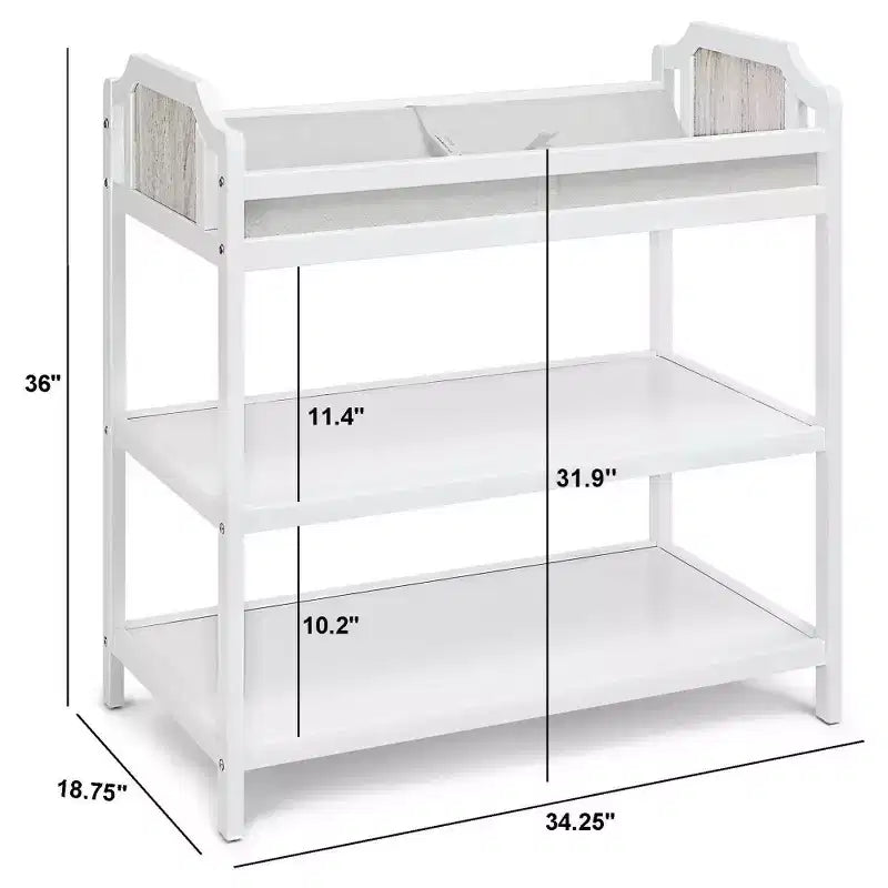 Baby Changing Table with 2 Storage Shelves, Non-Toxic Safe Nursery Furniture, Convertible Design