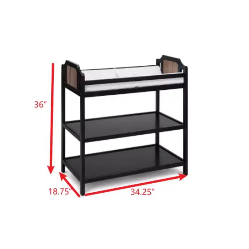 Baby Changing Table with 2 Storage Shelves, Non-Toxic Safe Nursery Furniture, Convertible Design