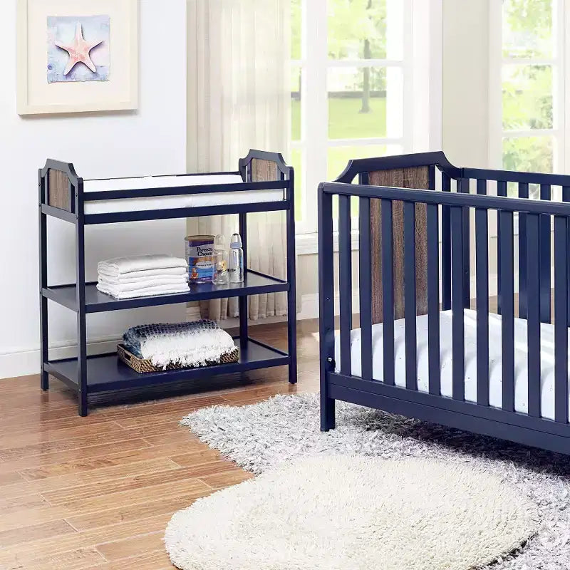 Baby Changing Table with 2 Storage Shelves, Non-Toxic Safe Nursery Furniture, Convertible Design
