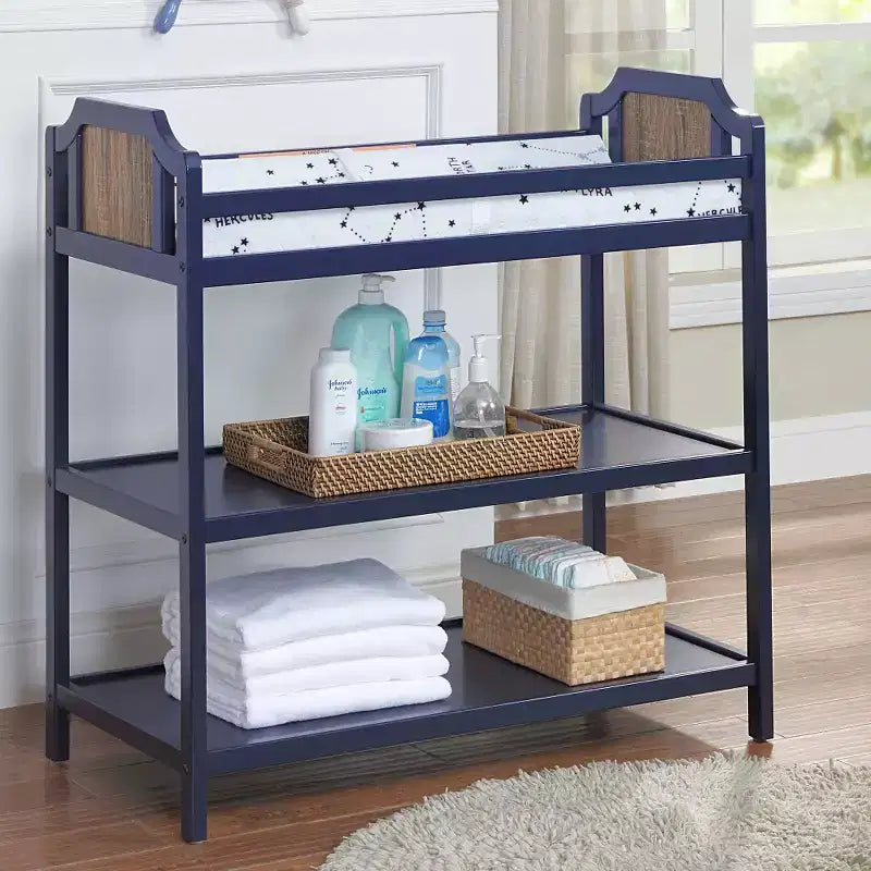 Baby Changing Table with 2 Storage Shelves, Non-Toxic Safe Nursery Furniture, Convertible Design