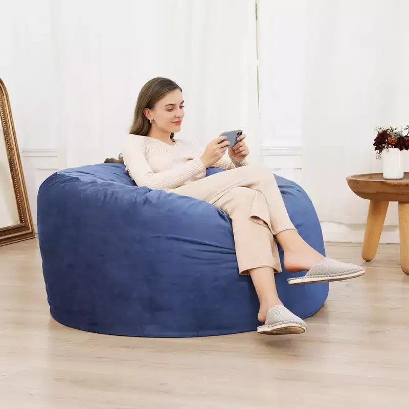 3-Foot Memory Foam Bean Bag Chair, Soft Dutch Velvet Round Sofa with Filling Included, for Adults