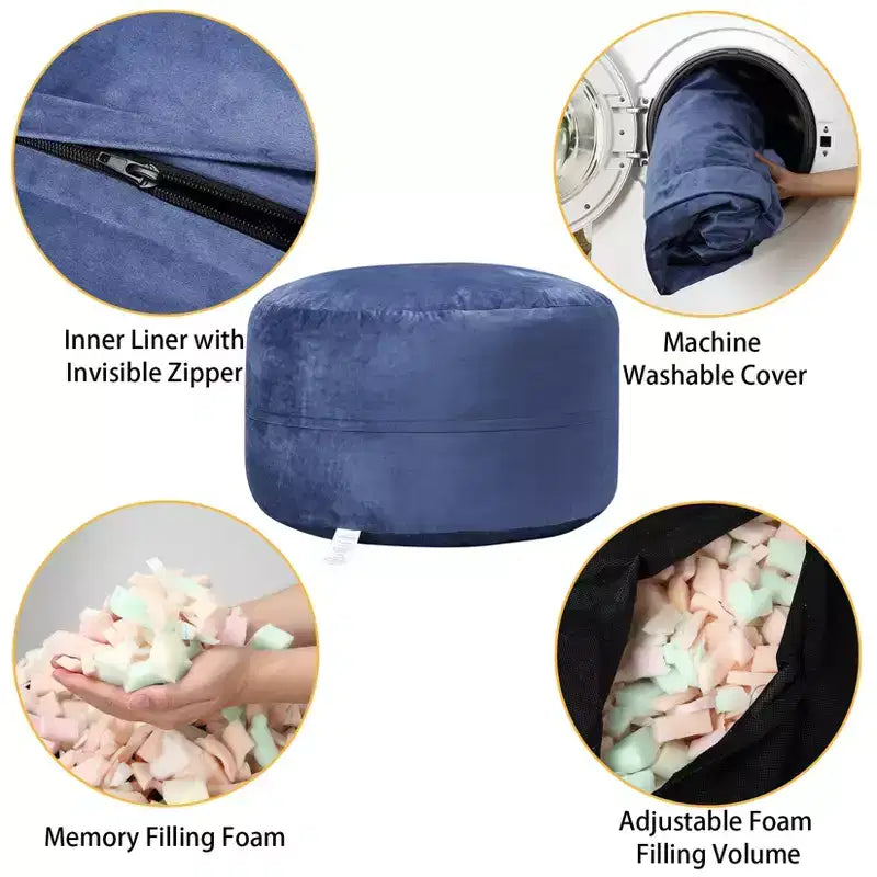 3-Foot Memory Foam Bean Bag Chair, Soft Dutch Velvet Round Sofa with Filling Included, for Adults