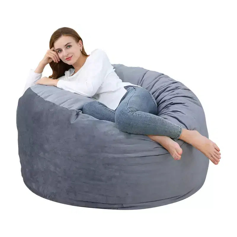 3-Foot Memory Foam Bean Bag Chair, Soft Dutch Velvet Round Sofa with Filling Included, for Adults