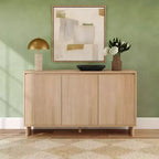 Modern 3-Door Solid Pine Sideboard Cabinet with Soft-Close Doors & Adjustable Shelves, 59"W
