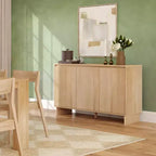 Modern 3-Door Solid Pine Sideboard Cabinet with Soft-Close Doors & Adjustable Shelves, 59"W
