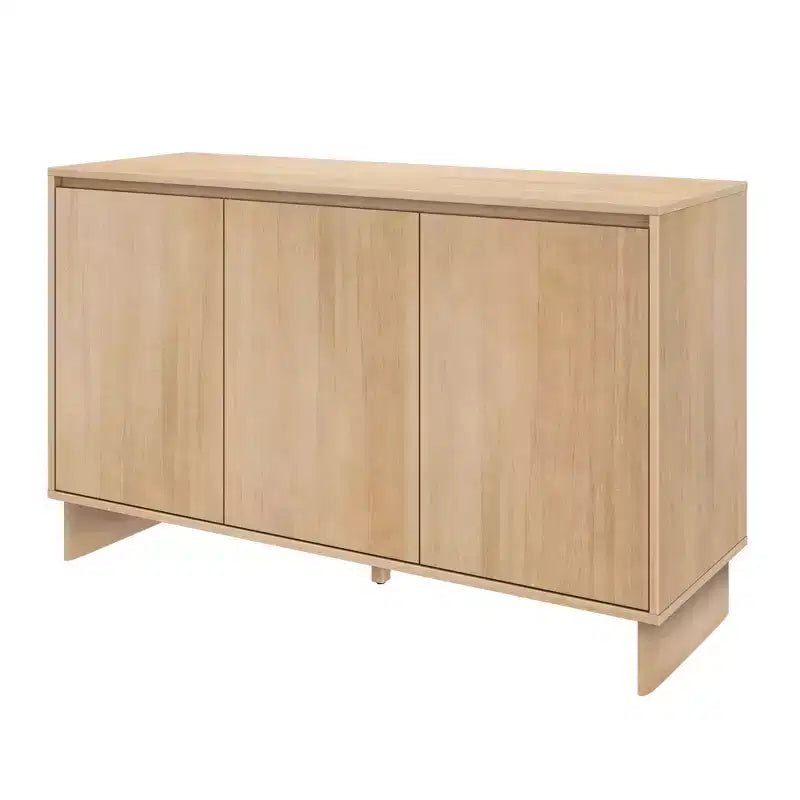 Modern 3-Door Solid Pine Sideboard Cabinet with Soft-Close Doors & Adjustable Shelves, 59"W