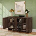 Modern 3-Door Solid Pine Sideboard Cabinet with Soft-Close Doors & Adjustable Shelves, 59"W