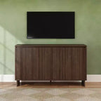 Modern 3-Door Solid Pine Sideboard Cabinet with Soft-Close Doors & Adjustable Shelves, 59"W