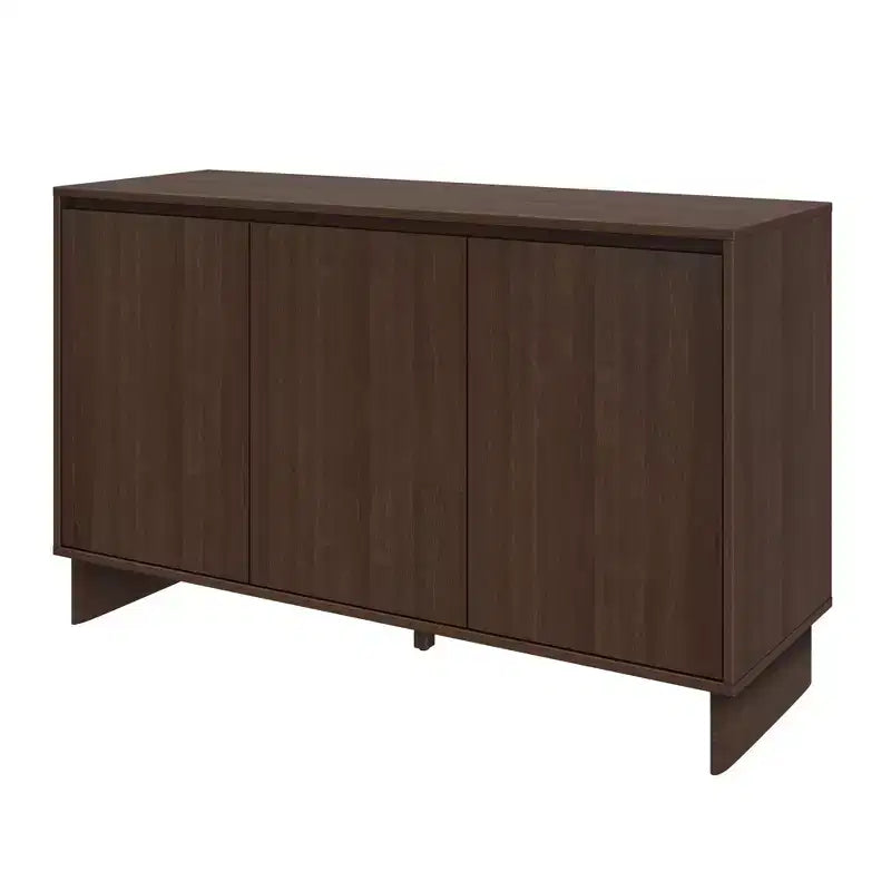 Modern 3-Door Solid Pine Sideboard Cabinet with Soft-Close Doors & Adjustable Shelves, 59"W