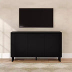 Modern 3-Door Solid Pine Sideboard Cabinet with Soft-Close Doors & Adjustable Shelves, 59"W