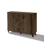 47.2"W Mid-Century Accent Cabinet with 2 Doors & 4 Drawers, Dark Walnut, Living Room Storage