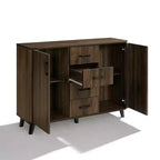 47.2"W Mid-Century Accent Cabinet with 2 Doors & 4 Drawers, Dark Walnut, Living Room Storage
