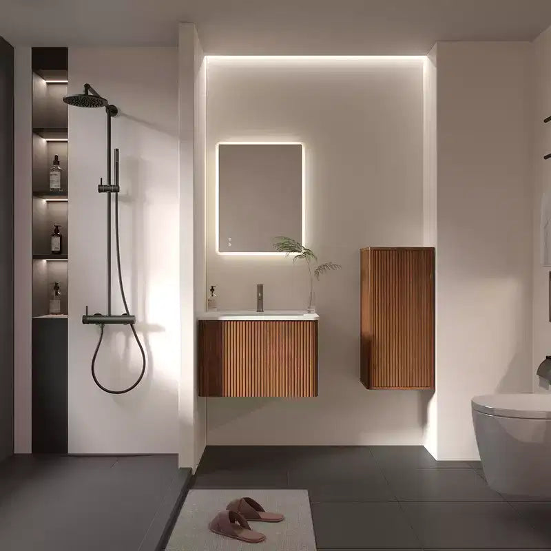 Floating Bathroom Wall Cabinet with Adjustable Shelves & 2 Doors, Wall-Mounted Storage for Small Spaces