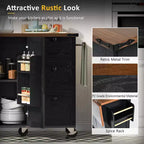 54.5" Farmhouse Kitchen Island with Power Outlet, 3 Drawers, Built-in Shelves & Locking Wheels
