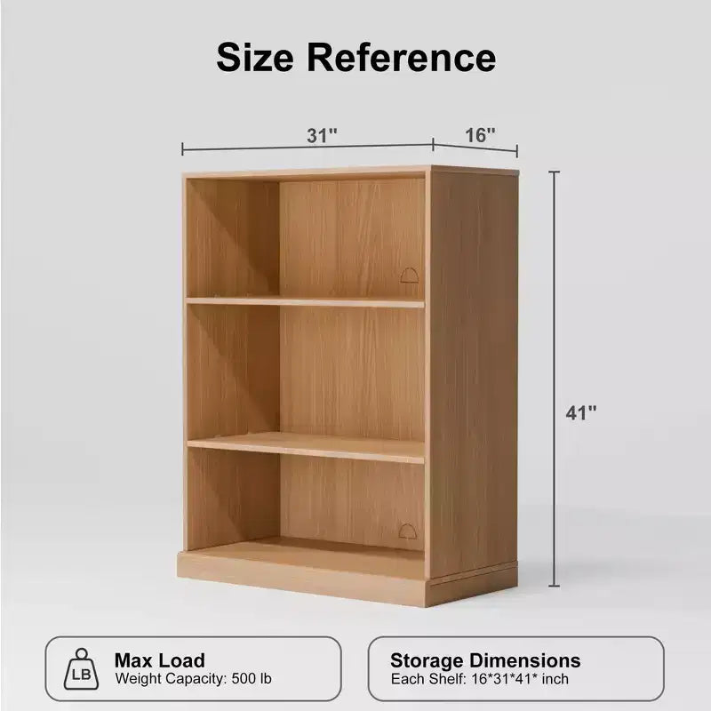 41"H Doorless Wood Bookshelf Storage Cabinet for Kitchen, Bedroom, Entryway & Living Room, Natural