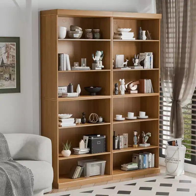 41"H Doorless Wood Bookshelf Storage Cabinet for Kitchen, Bedroom, Entryway & Living Room, Natural