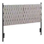 Queen Braided Tufted Headboard, Polyester Upholstery & Metal Frame, Black/Cream