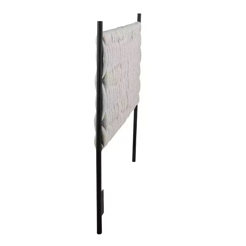 Queen Braided Tufted Headboard, Polyester Upholstery & Metal Frame, Black/Cream