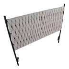 Queen Braided Tufted Headboard, Polyester Upholstery & Metal Frame, Black/Cream