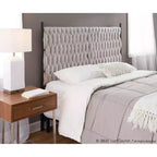 Queen Braided Tufted Headboard, Polyester Upholstery & Metal Frame, Black/Cream