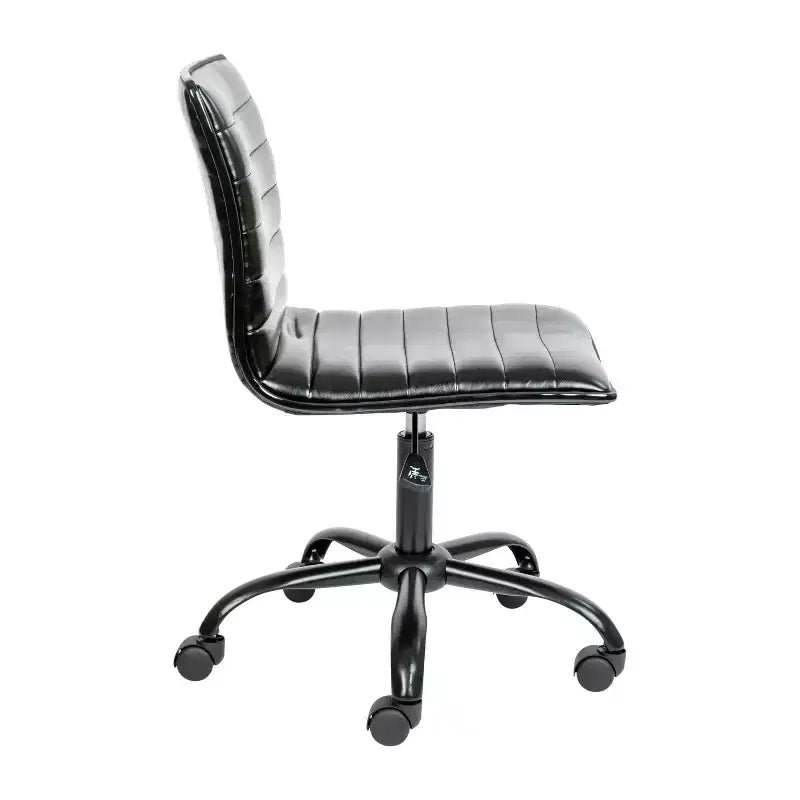 Low Back Armless Ribbed Swivel Task Office Chair, Vinyl Upholstery, 250 LBS Capacity