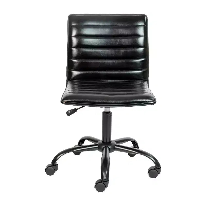 Low Back Armless Ribbed Swivel Task Office Chair, Vinyl Upholstery, 250 LBS Capacity