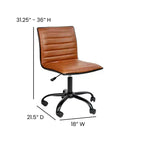 Low Back Armless Ribbed Swivel Task Office Chair, Vinyl Upholstery, 250 LBS Capacity