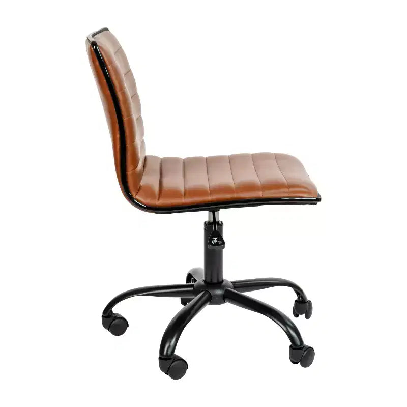 Low Back Armless Ribbed Swivel Task Office Chair, Vinyl Upholstery, 250 LBS Capacity