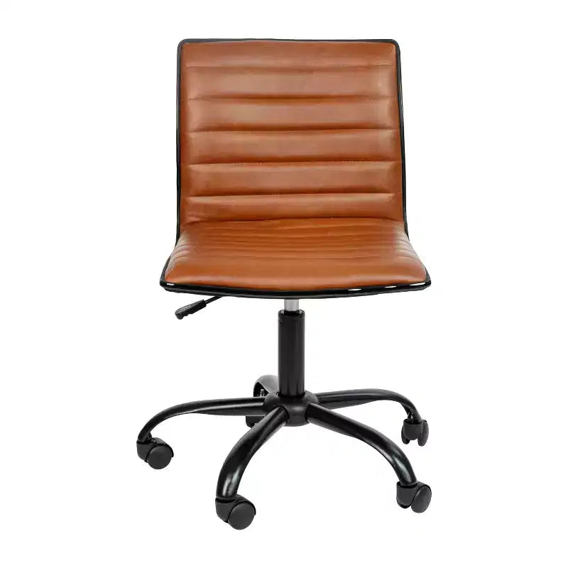Low Back Armless Ribbed Swivel Task Office Chair, Vinyl Upholstery, 250 LBS Capacity