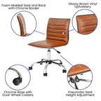 Low Back Armless Ribbed Swivel Task Office Chair, Vinyl Upholstery, 250 LBS Capacity