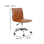 Low Back Armless Ribbed Swivel Task Office Chair, Vinyl Upholstery, 250 LBS Capacity