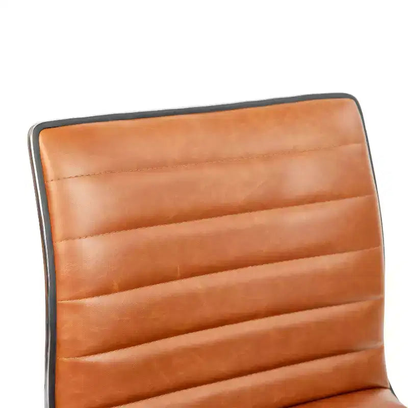 Low Back Armless Ribbed Swivel Task Office Chair, Vinyl Upholstery, 250 LBS Capacity