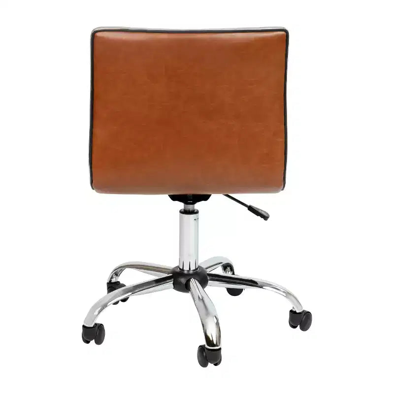 Low Back Armless Ribbed Swivel Task Office Chair, Vinyl Upholstery, 250 LBS Capacity