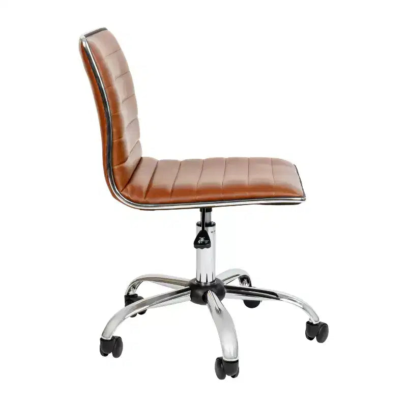 Low Back Armless Ribbed Swivel Task Office Chair, Vinyl Upholstery, 250 LBS Capacity