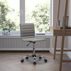 Low Back Armless Ribbed Swivel Task Office Chair, Vinyl Upholstery, 250 LBS Capacity