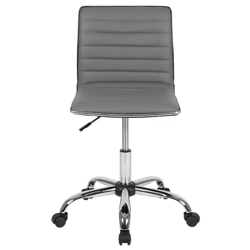 Low Back Armless Ribbed Swivel Task Office Chair, Vinyl Upholstery, 250 LBS Capacity