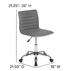 Low Back Armless Ribbed Swivel Task Office Chair, Vinyl Upholstery, 250 LBS Capacity