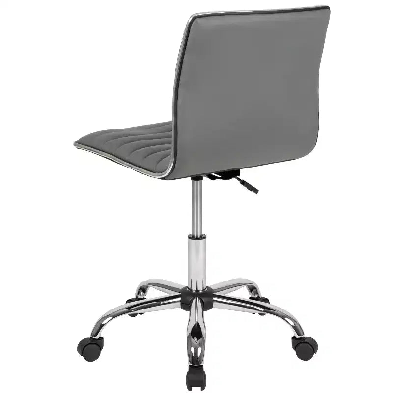 Low Back Armless Ribbed Swivel Task Office Chair, Vinyl Upholstery, 250 LBS Capacity