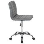 Low Back Armless Ribbed Swivel Task Office Chair, Vinyl Upholstery, 250 LBS Capacity