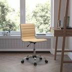 Low Back Armless Ribbed Swivel Task Office Chair, Vinyl Upholstery, 250 LBS Capacity