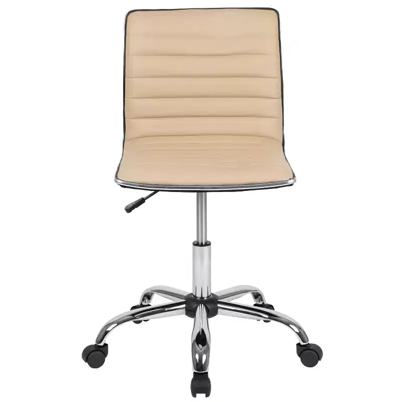 Low Back Armless Ribbed Swivel Task Office Chair, Vinyl Upholstery, 250 LBS Capacity