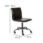 Low Back Armless Ribbed Swivel Task Office Chair, Vinyl Upholstery, 250 LBS Capacity